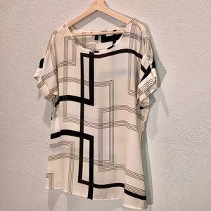 Banana Republic Cream, Black, Tan Blouse